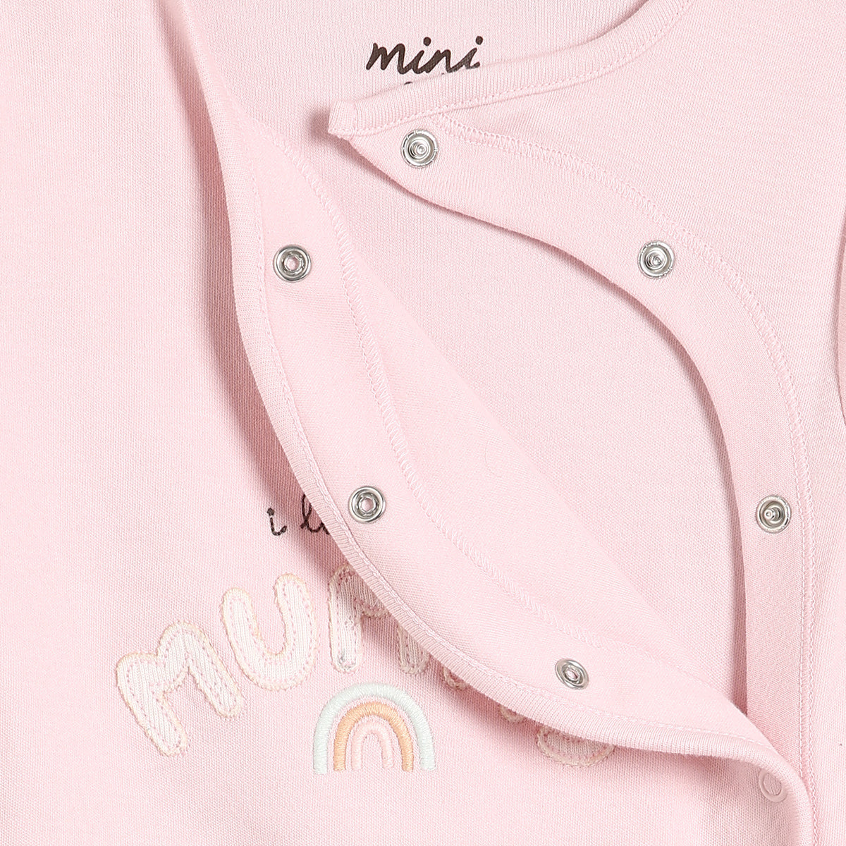 Baby Girls Typographic Sleepsuit, Pink