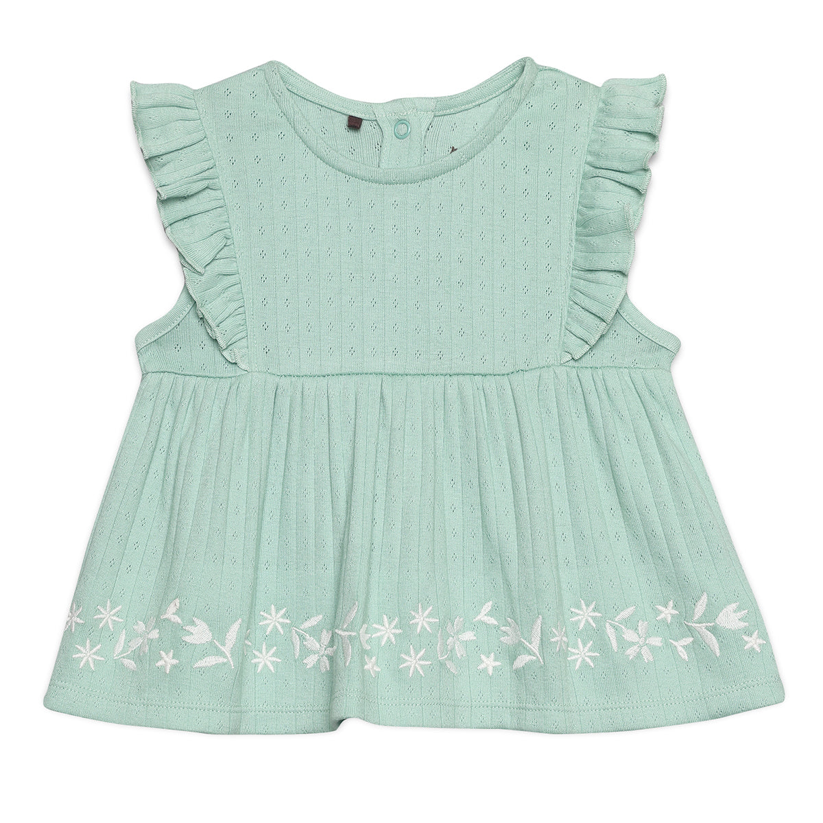Baby Girls Floral Embroidered 2pc Set, Green