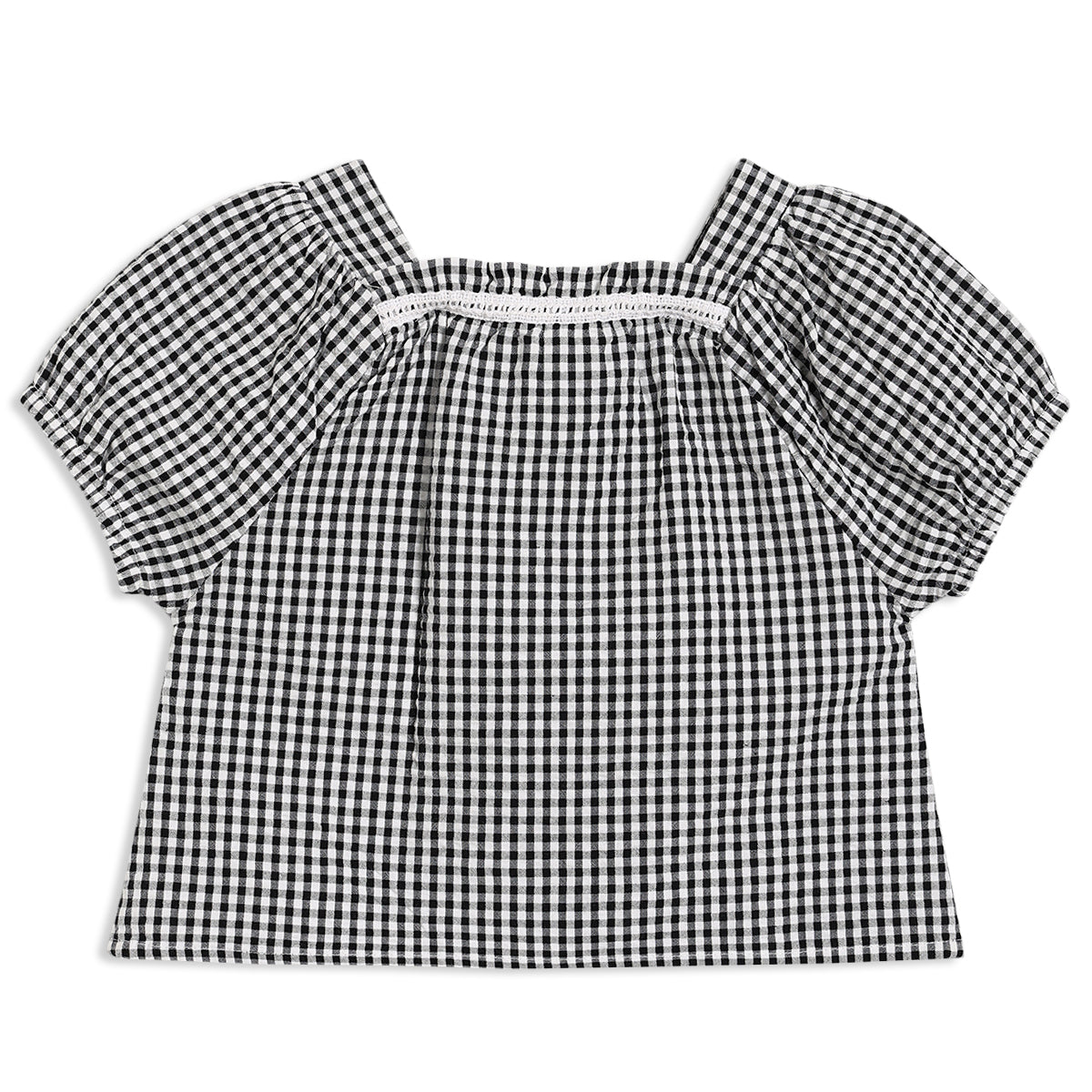 Baby Girls Gingham 2pc Set, Black & White