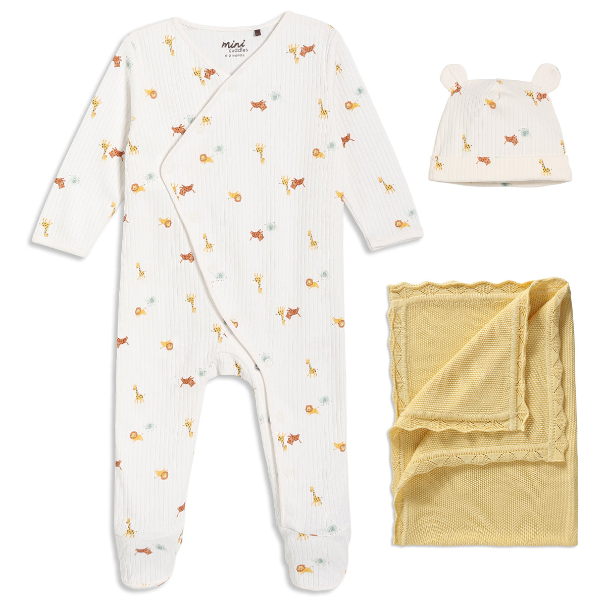 Baby Unisex Animal Print 3pc Essentials Gift Set, Multicolour