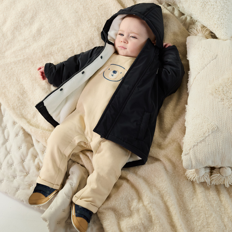 Baby Boys Solid Hooded Jacket, Navy