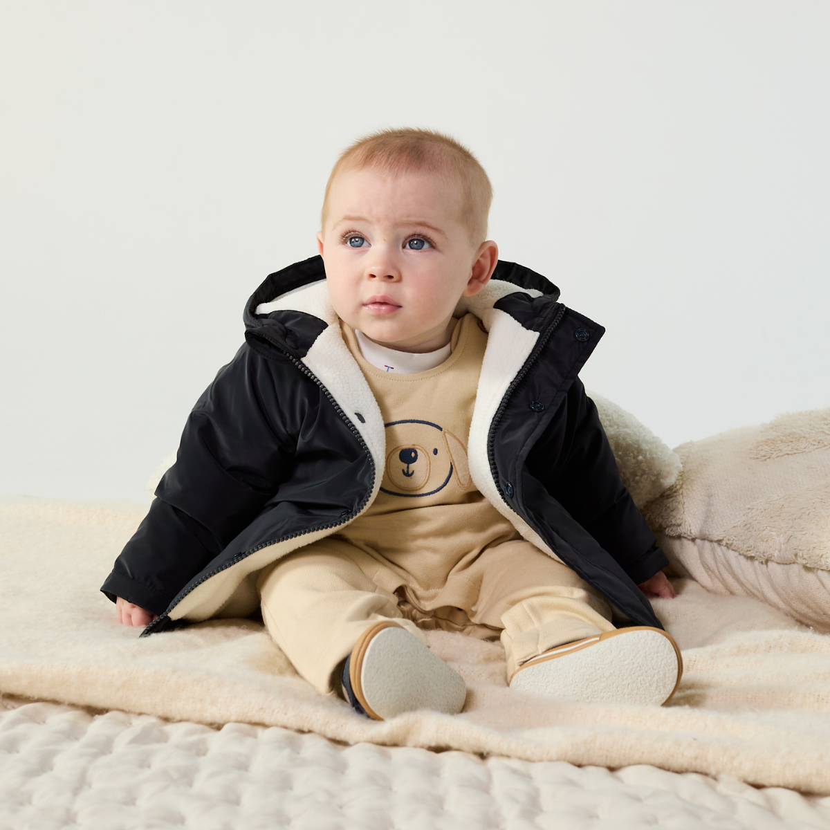 Baby Boys Solid Hooded Jacket, Navy