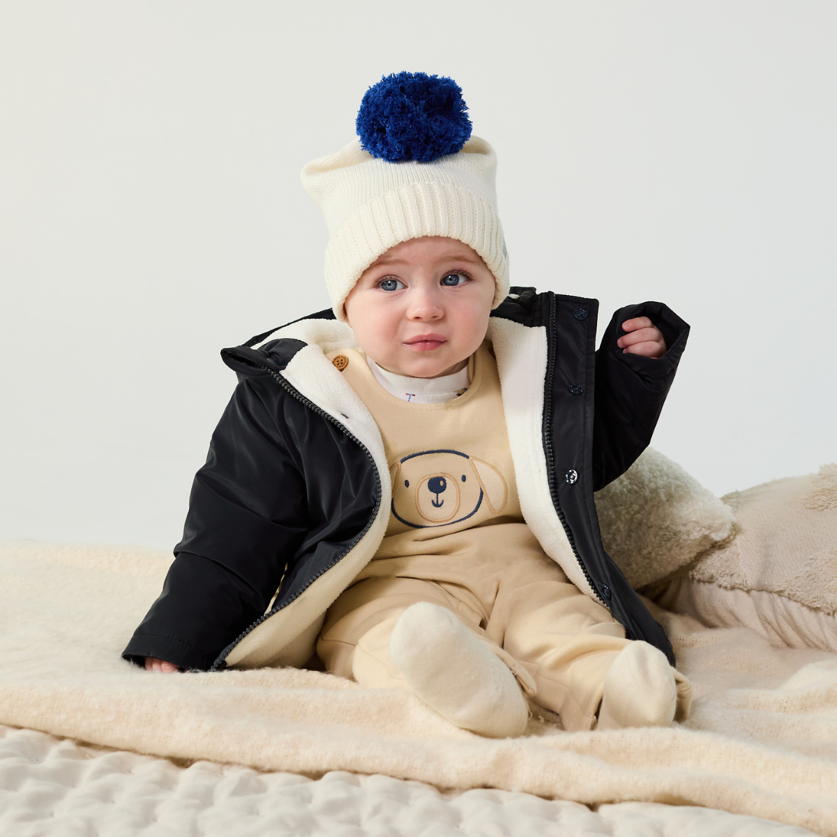 Baby Boys Solid Hooded Jacket, Navy