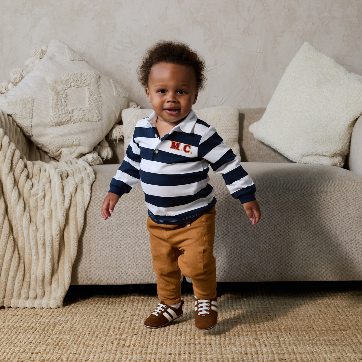 Baby Boys solid Denim Pant, Brown