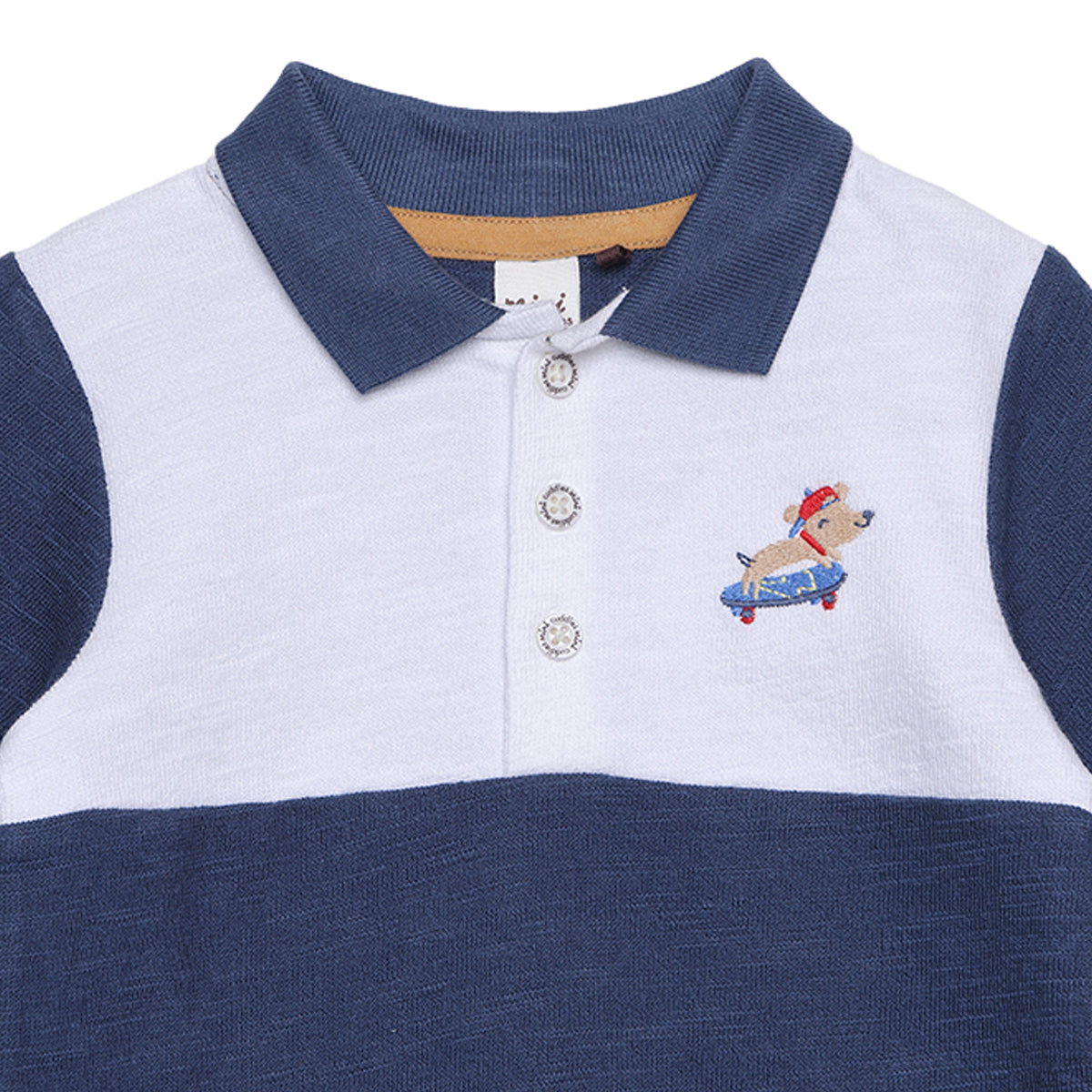 Baby Boys Colourblock Embroidered Polo T-Shirt, Navy Blue & White