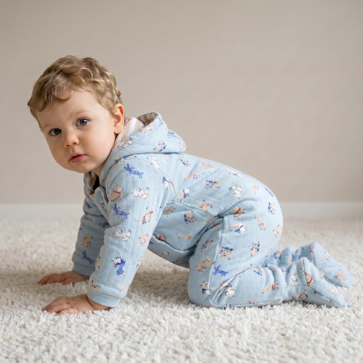 Boys Blue Single Pram Suit