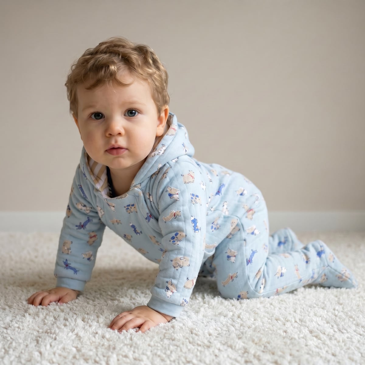 Boys Blue Single Pram Suit