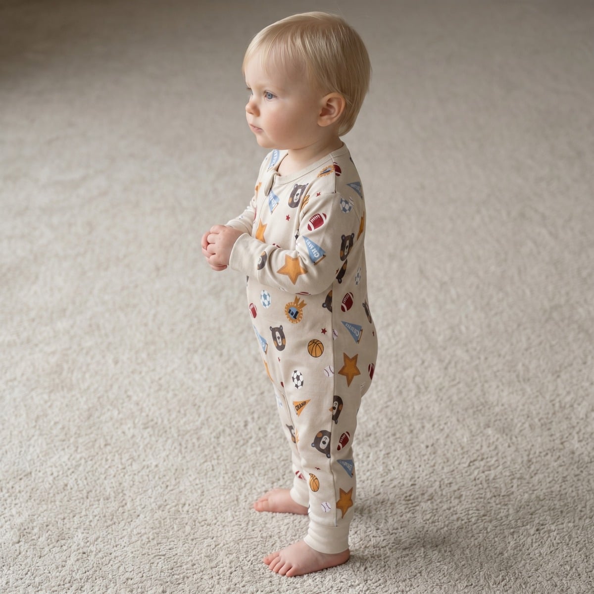 Boys Beige Single Romper