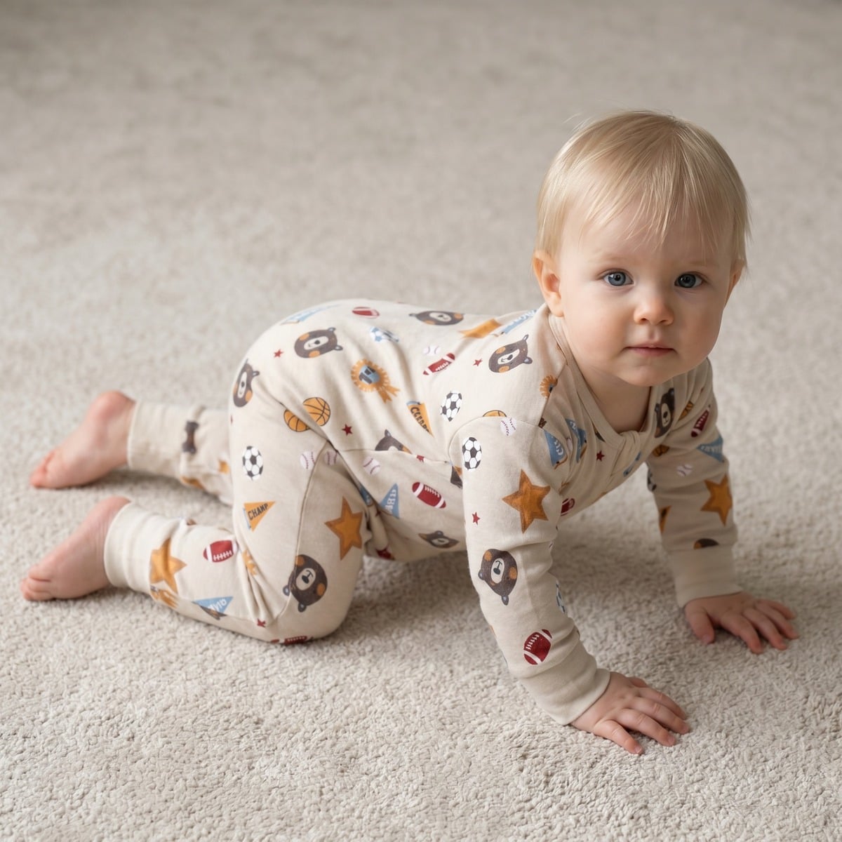 Boys Beige Single Romper