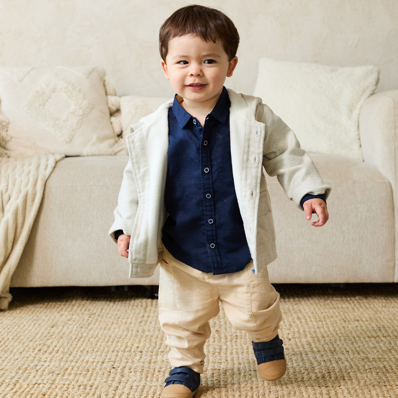 Baby Boys Dog Embroidered Cargo Trousers, Beige