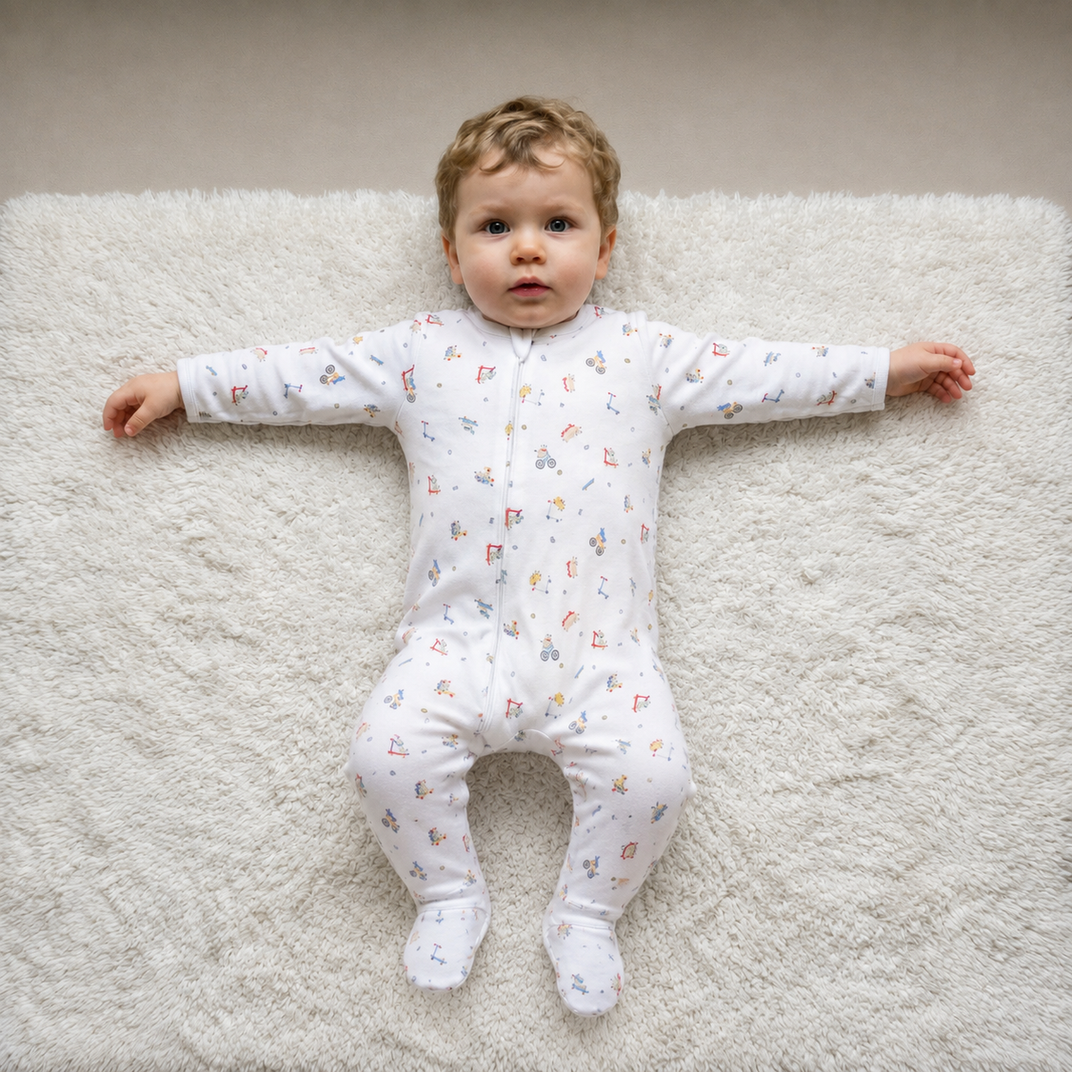Boys White Single Sleep Suit