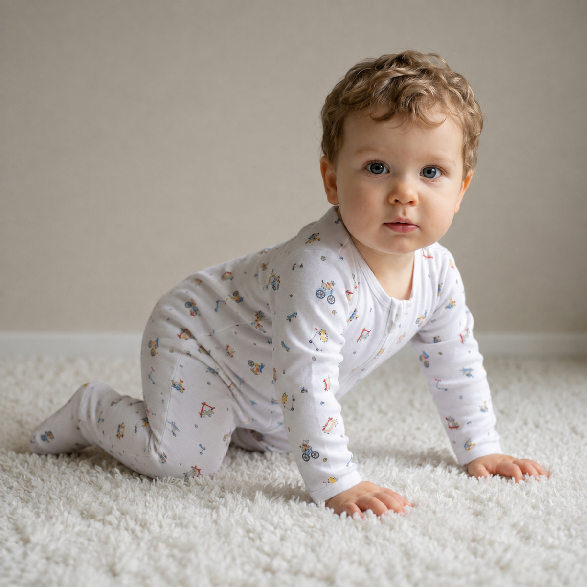 Boys White Single Sleep Suit