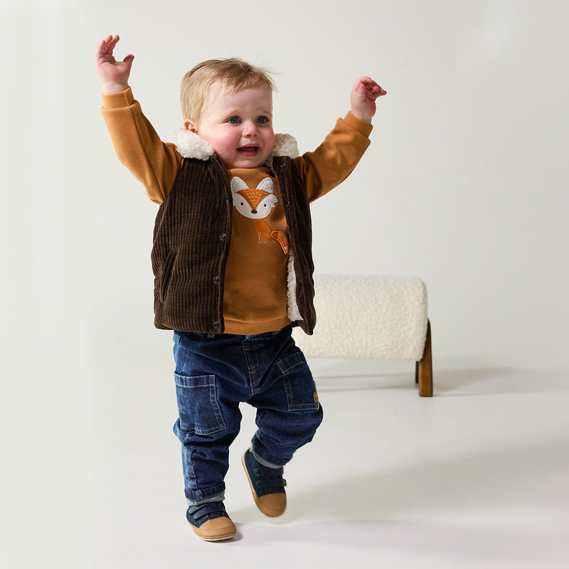 Baby Boys Fox Embroidered Sweatshirt, Brown