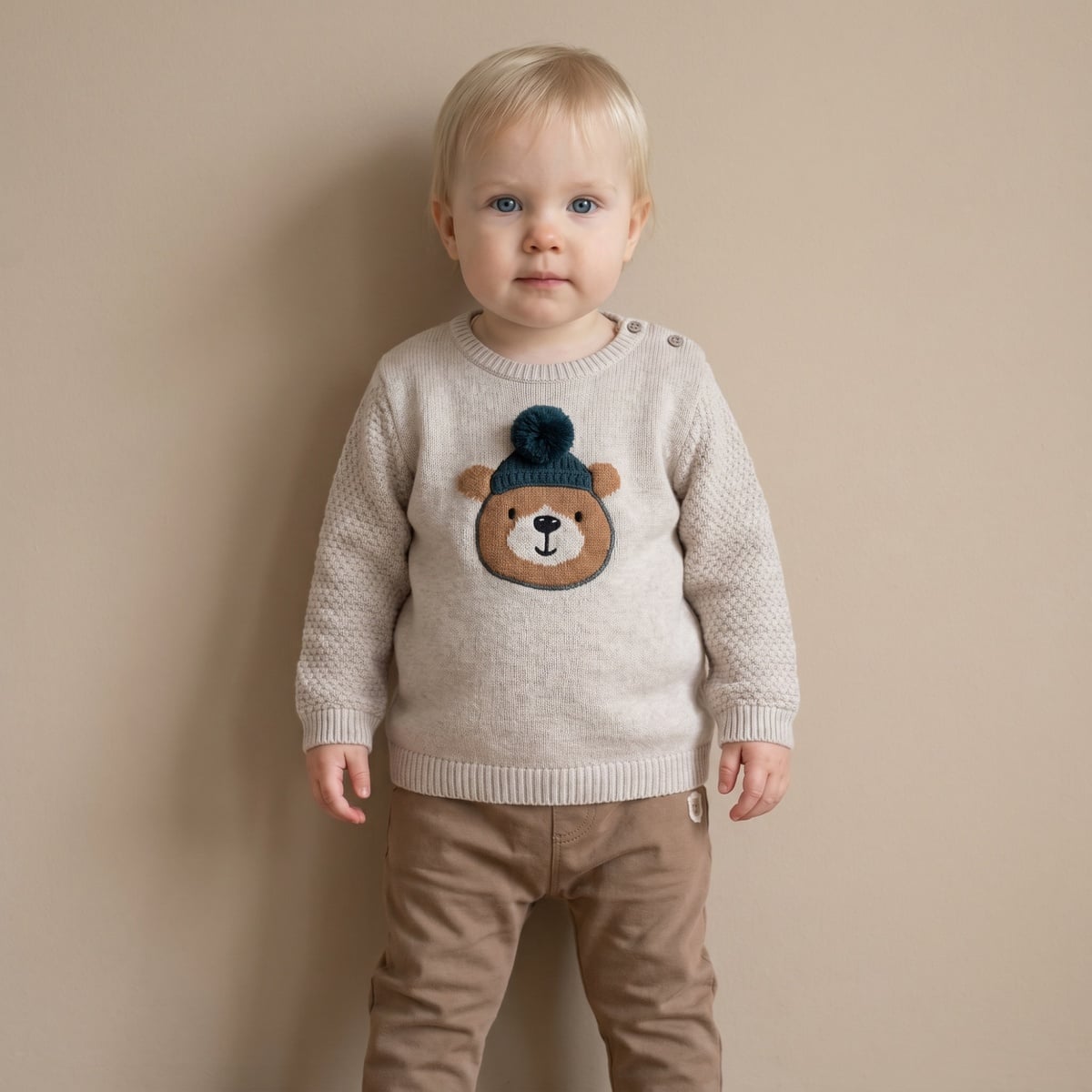 Boys Beige Single Sweater