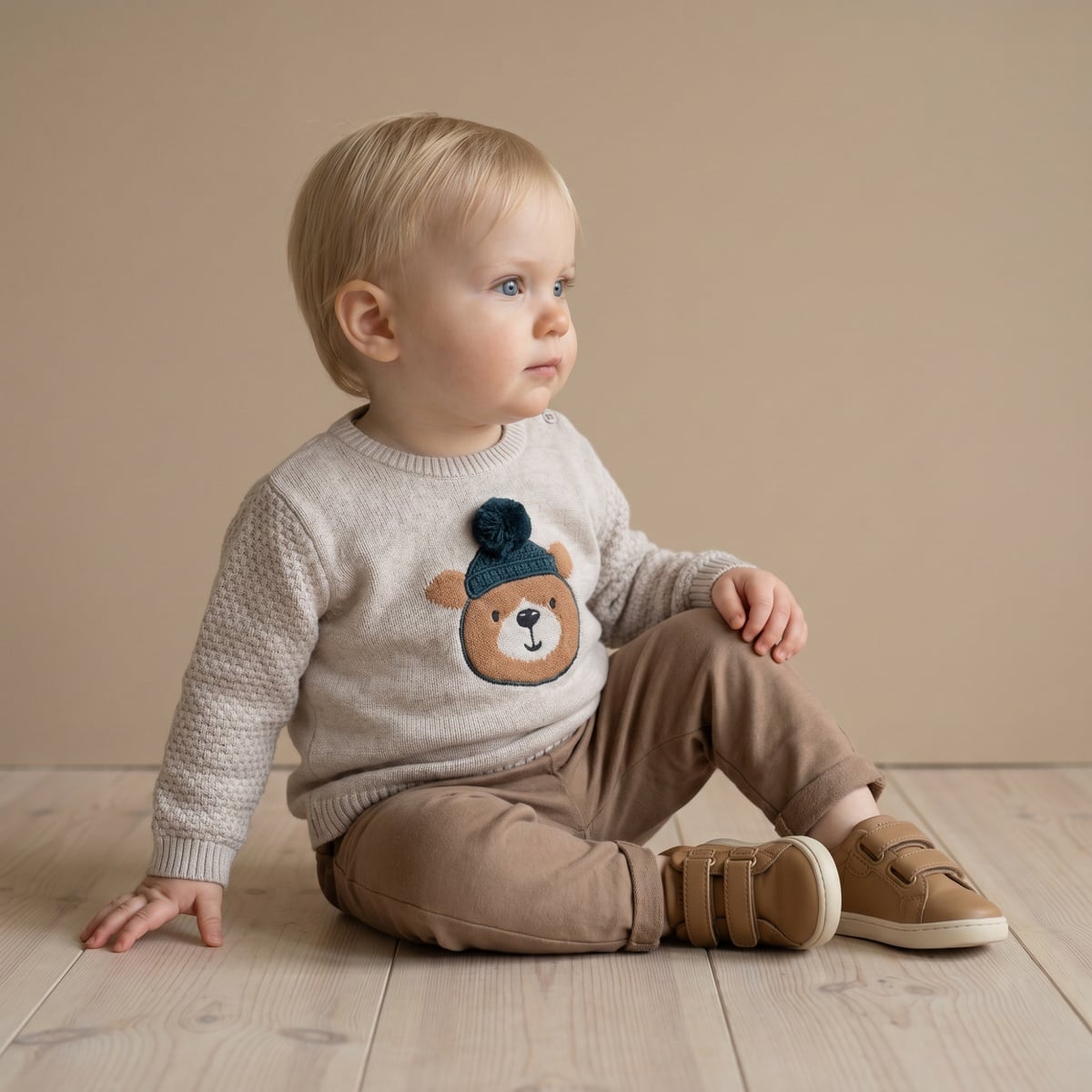 Boys Beige Single Sweater