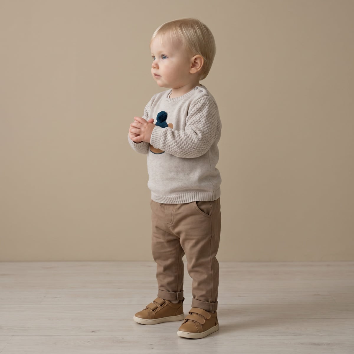 Boys Beige Single Sweater