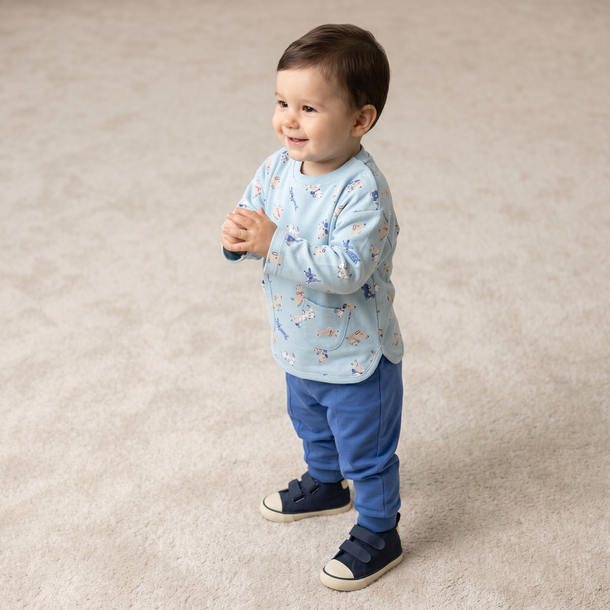 Baby Boys Dog Print T-shirt and Joggers Set, Blue