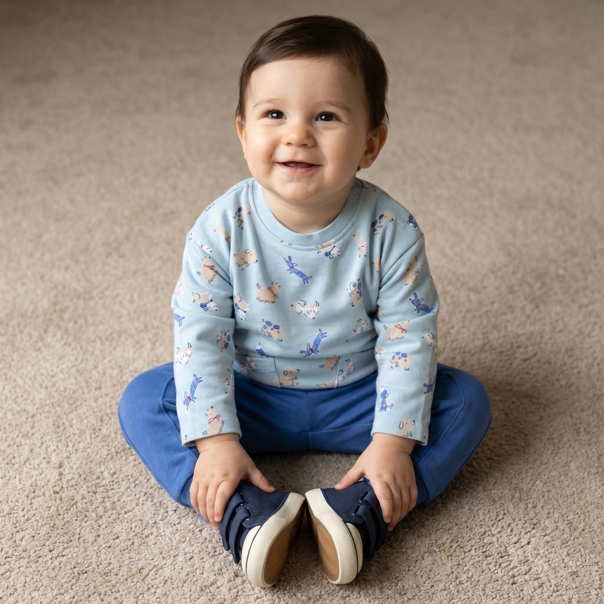 Baby Boys Dog Print T-shirt and Joggers Set, Blue