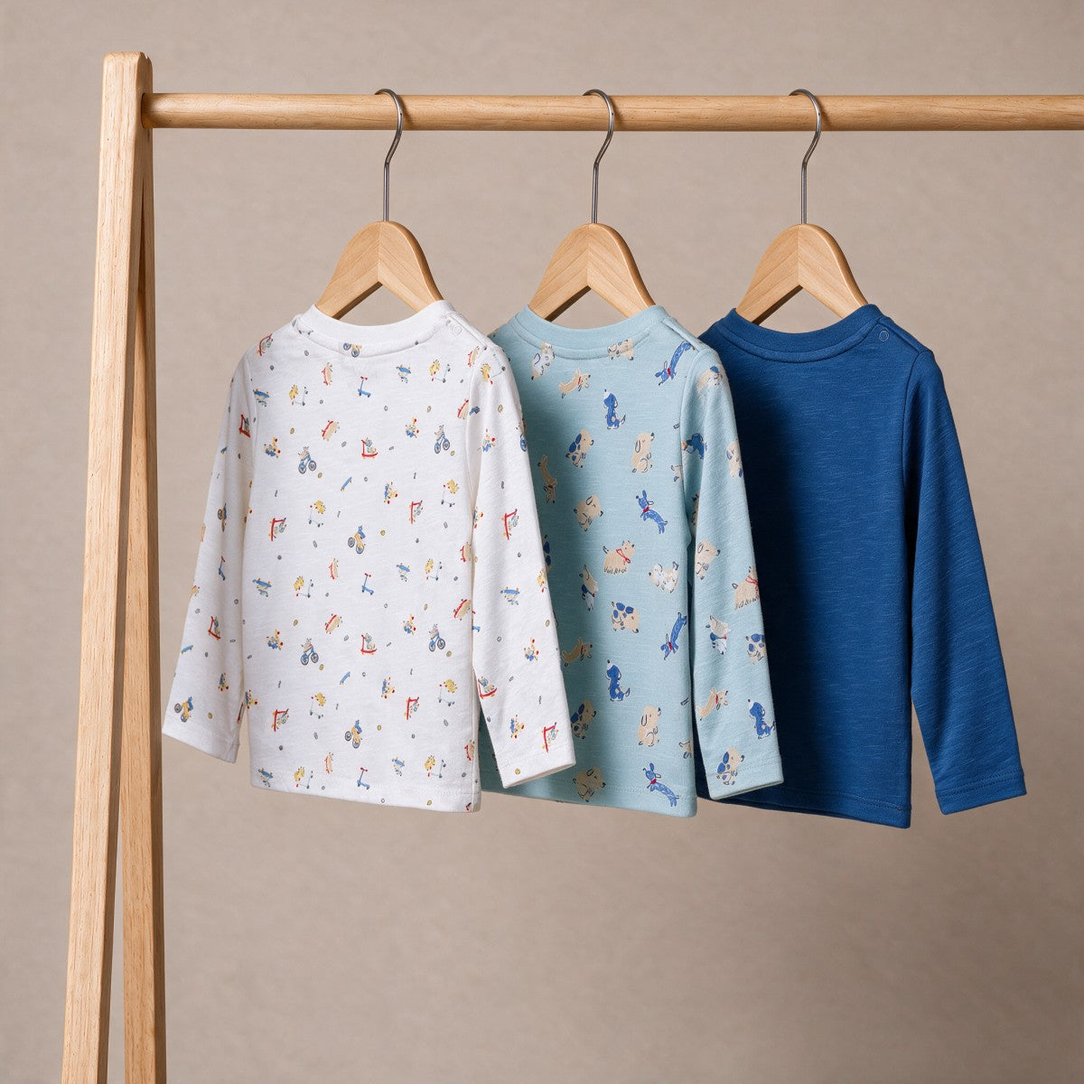 Baby Boys Dog-Themed Printed 3pk T-Shirts, Multicolour