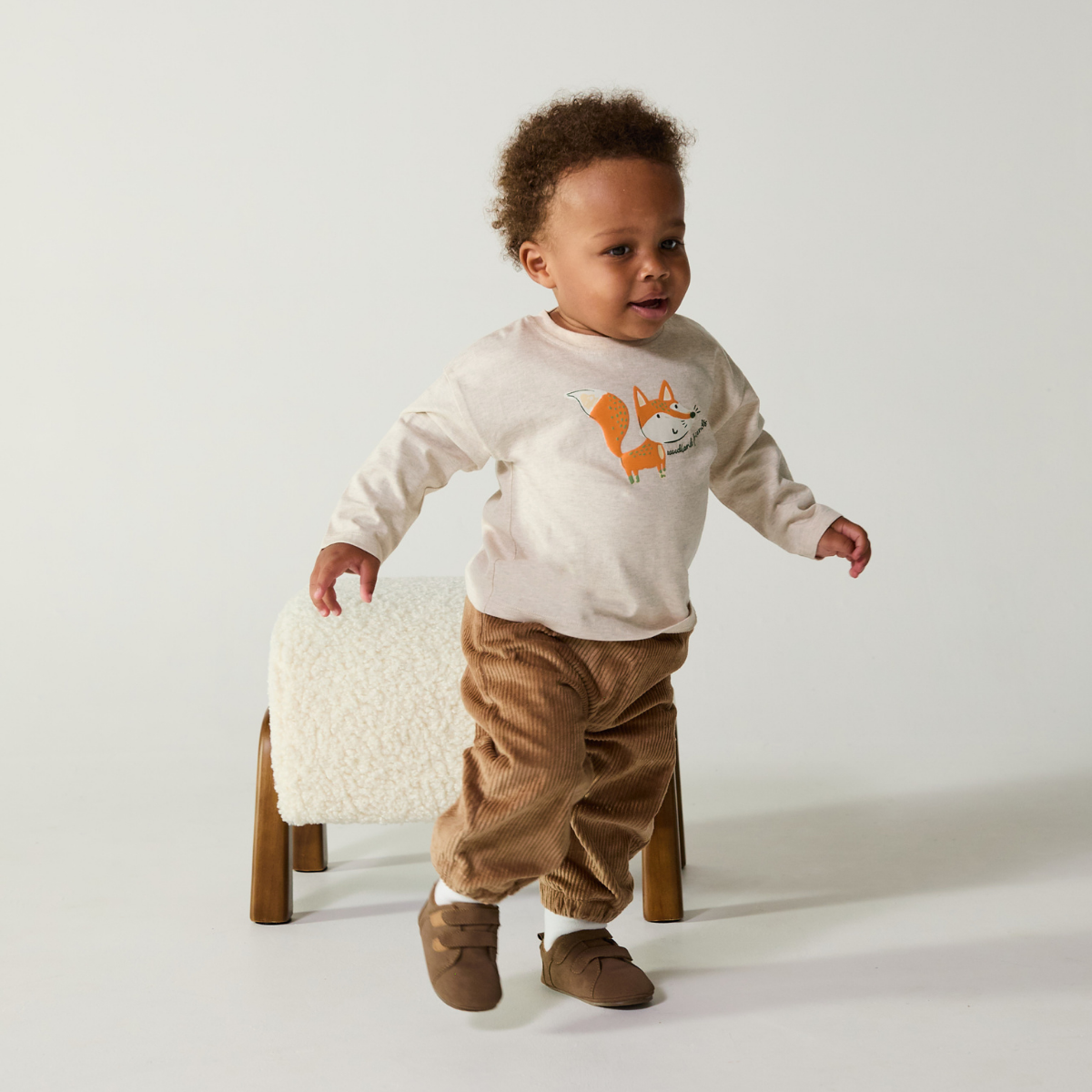 Baby Boys Bear Applique Corduroy Joggers, Brown