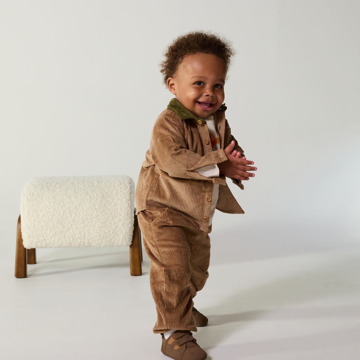 Baby Boys Bear Applique Corduroy Joggers, Brown