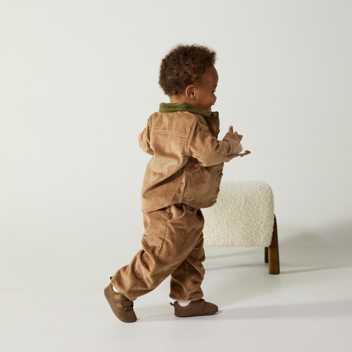 Baby Boys Bear Applique Corduroy Joggers, Brown