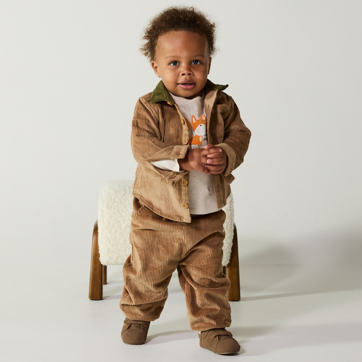 Baby Boys Bear Applique Corduroy Joggers, Brown