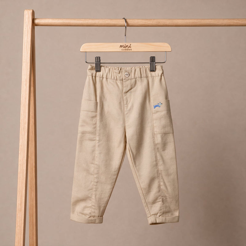 Boys Beige Single Woven Pant