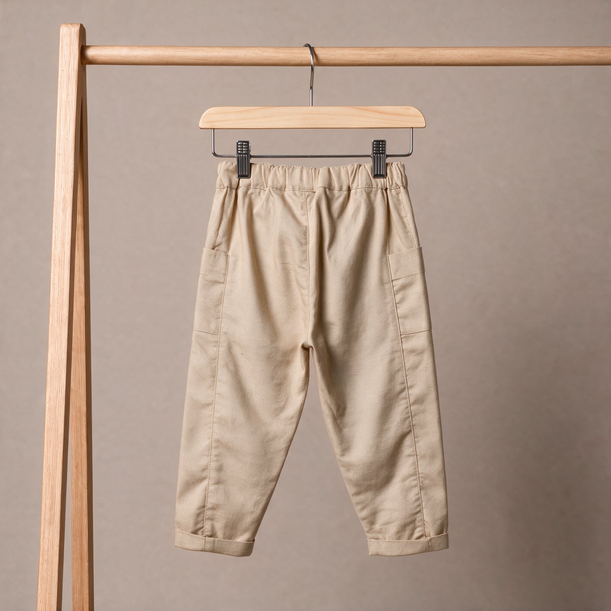 Boys Beige Single Woven Pant