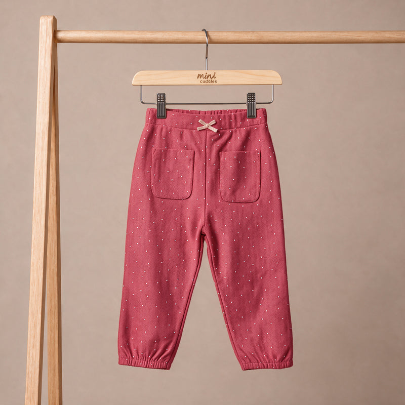 Baby Girls Polka Dot Joggers, Pink