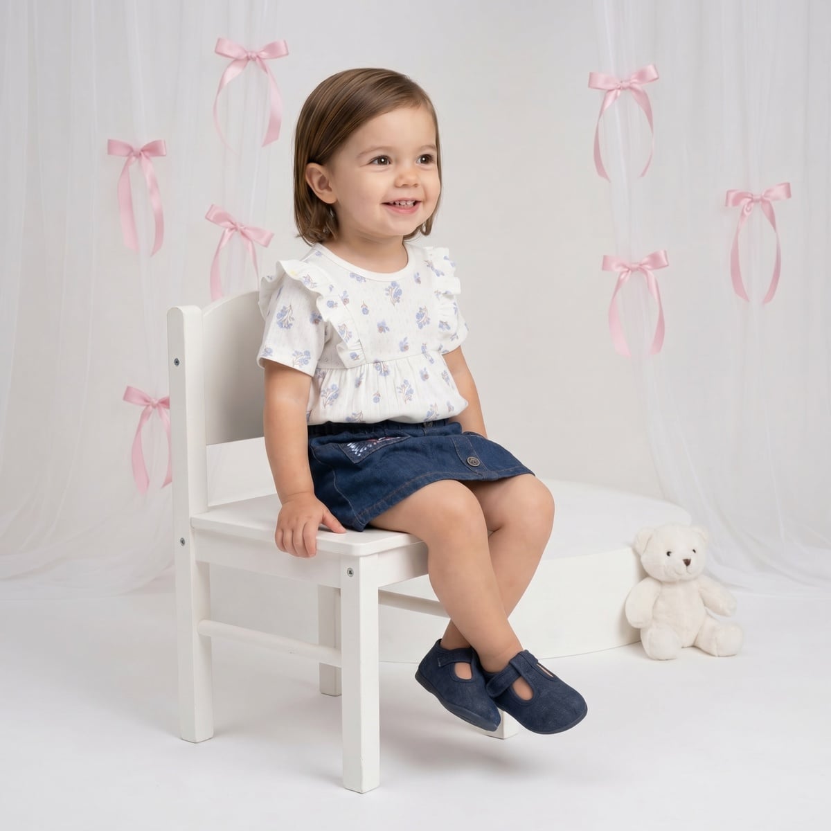 Girls White Single Knit Top