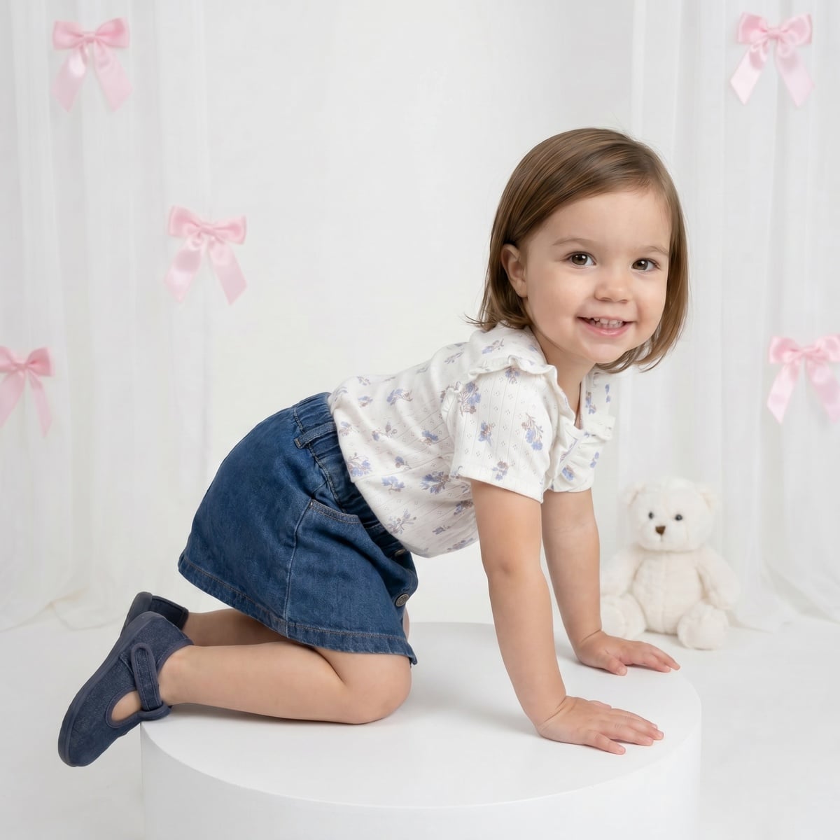 Girls White Single Knit Top