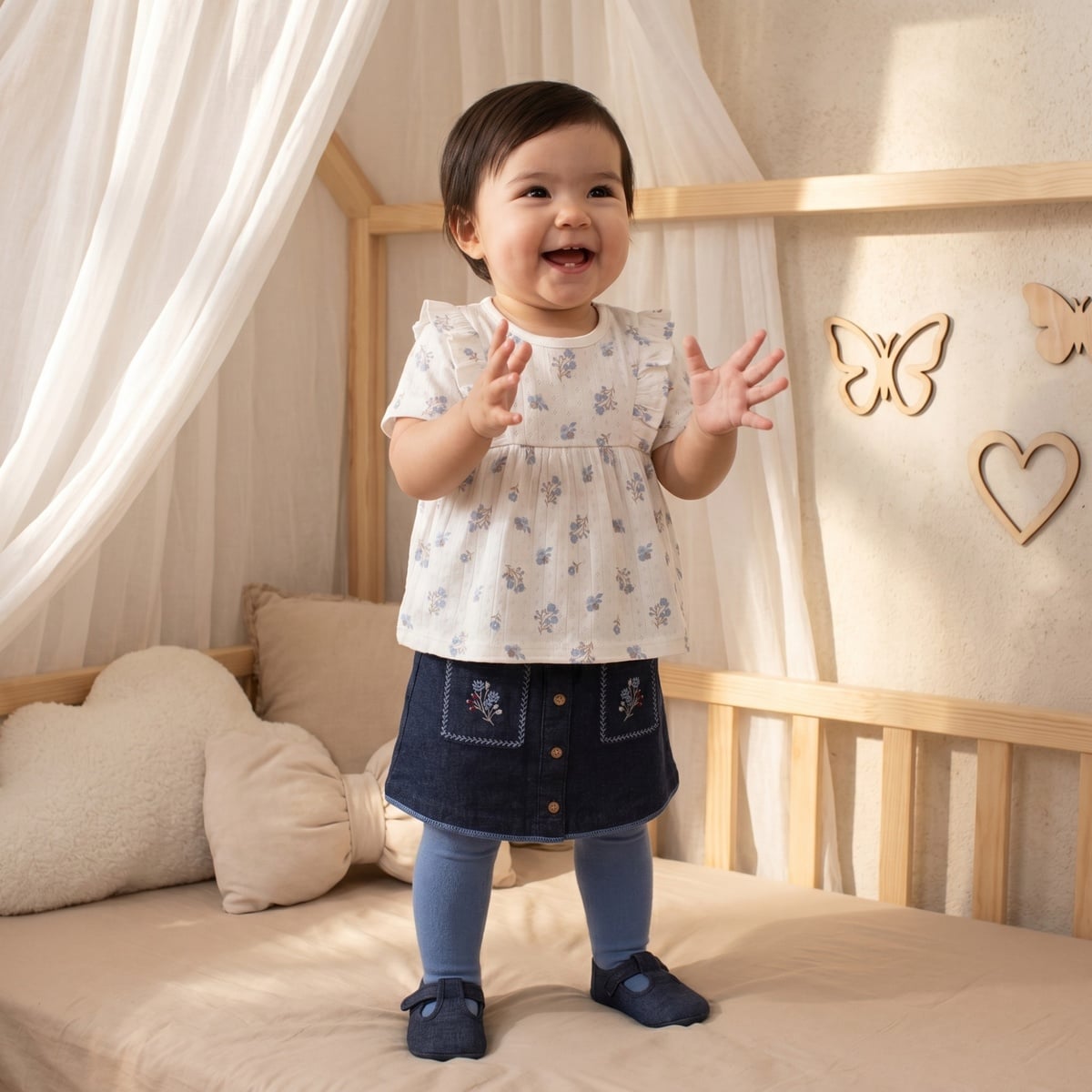 Girls Dark Wash Single Skirt