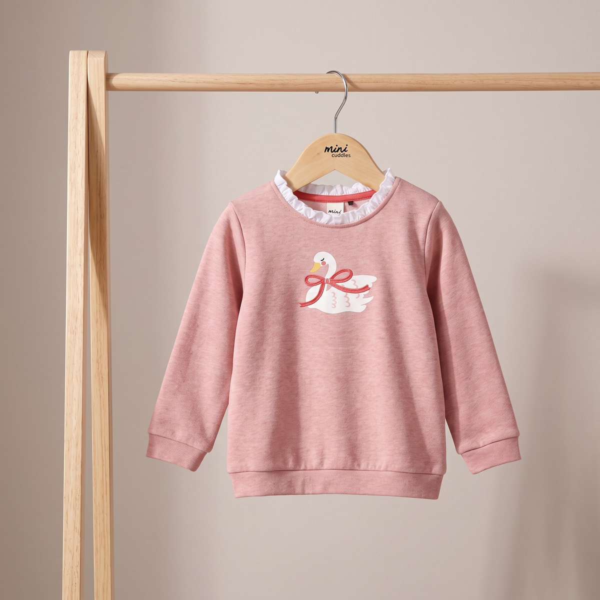 Girls Pink Marl Single Sweat Shirt