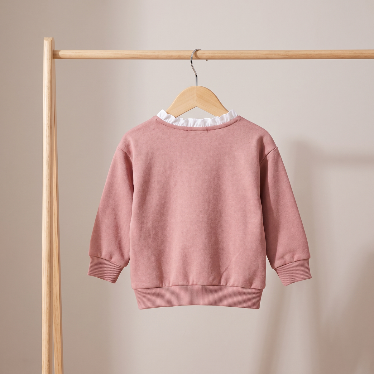 Girls Pink Marl Single Sweat Shirt