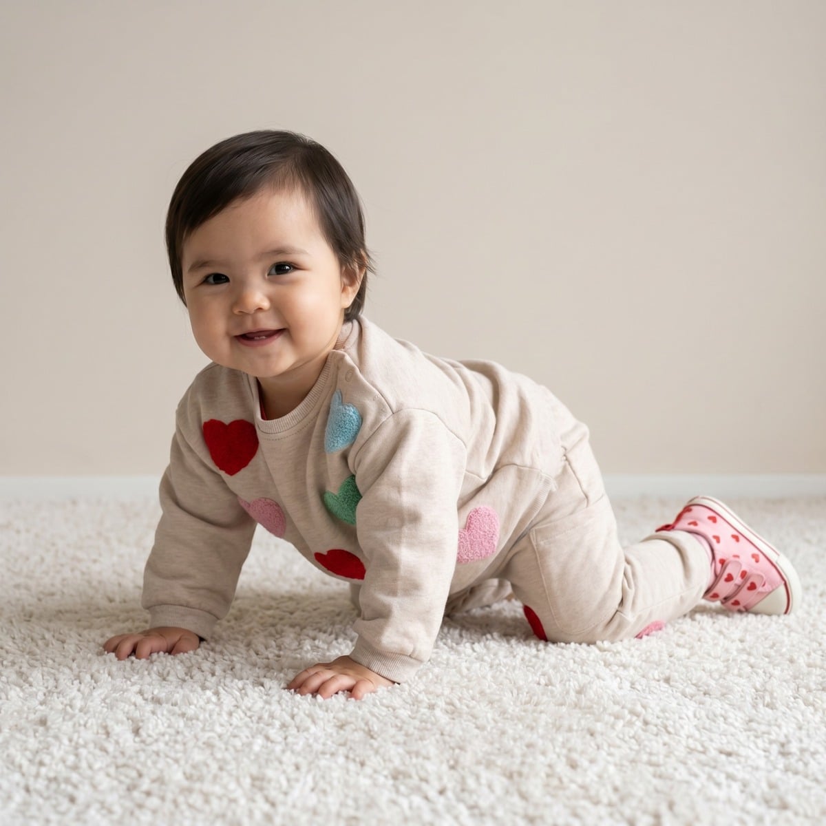 Girls Beige Single Sweat Shirt