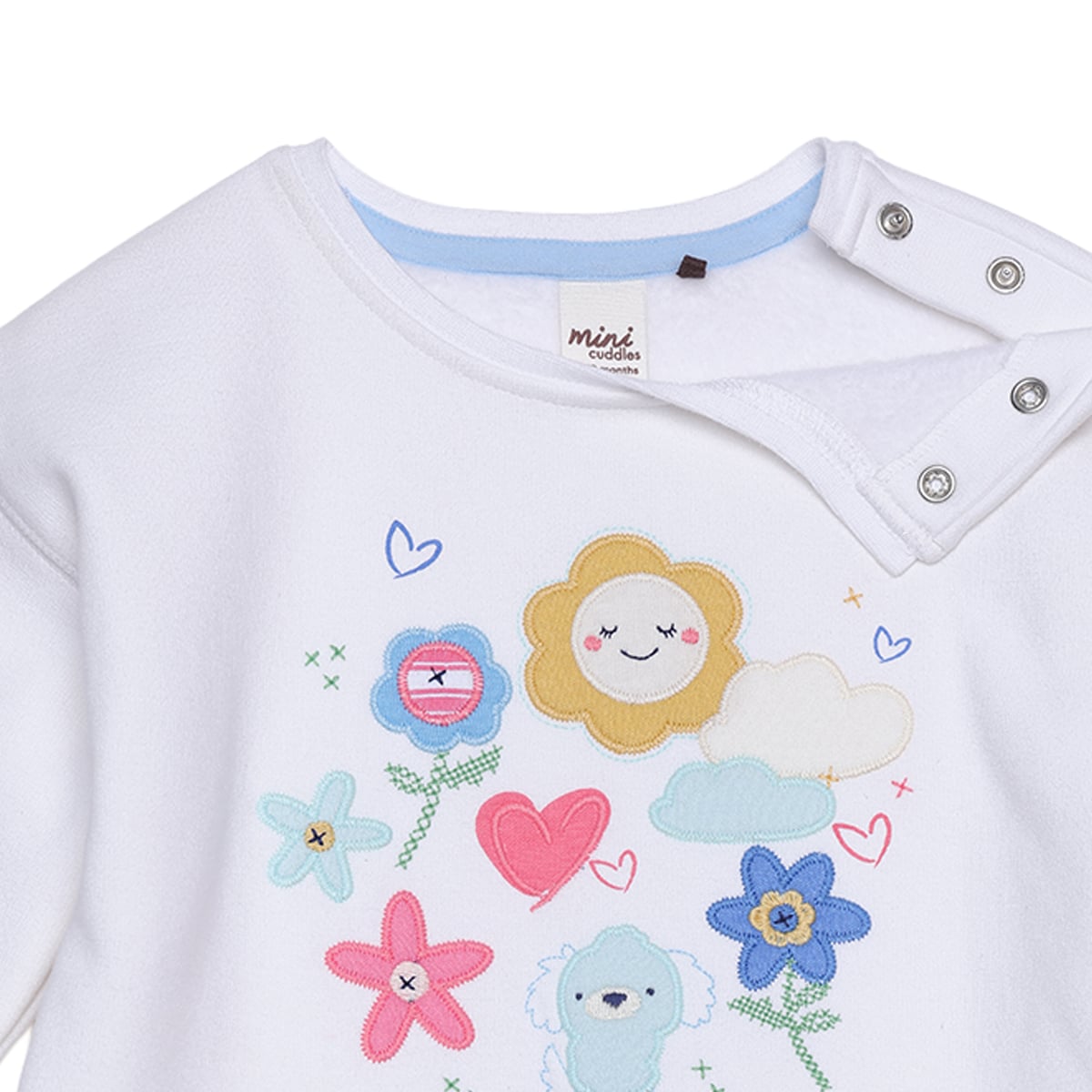 Girls White Single Sweat Shirt