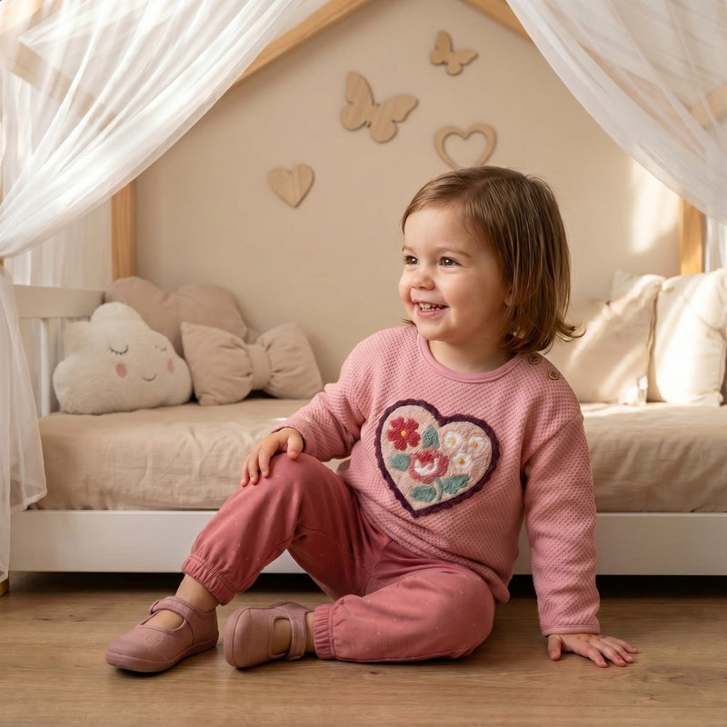 Girls Pink Single Sweat Shirt