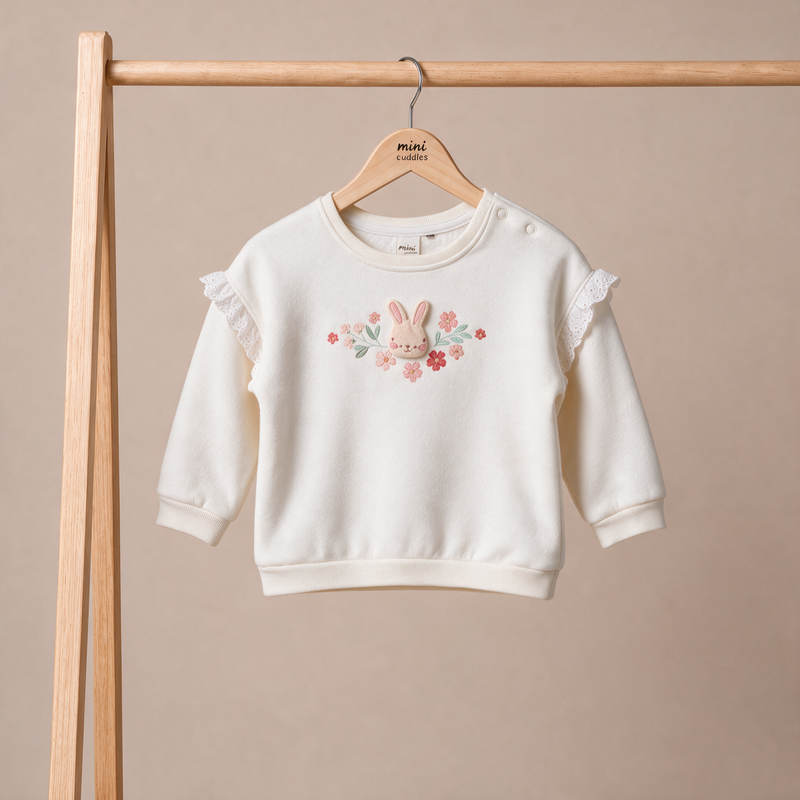 Girls White Single Sweat Shirt