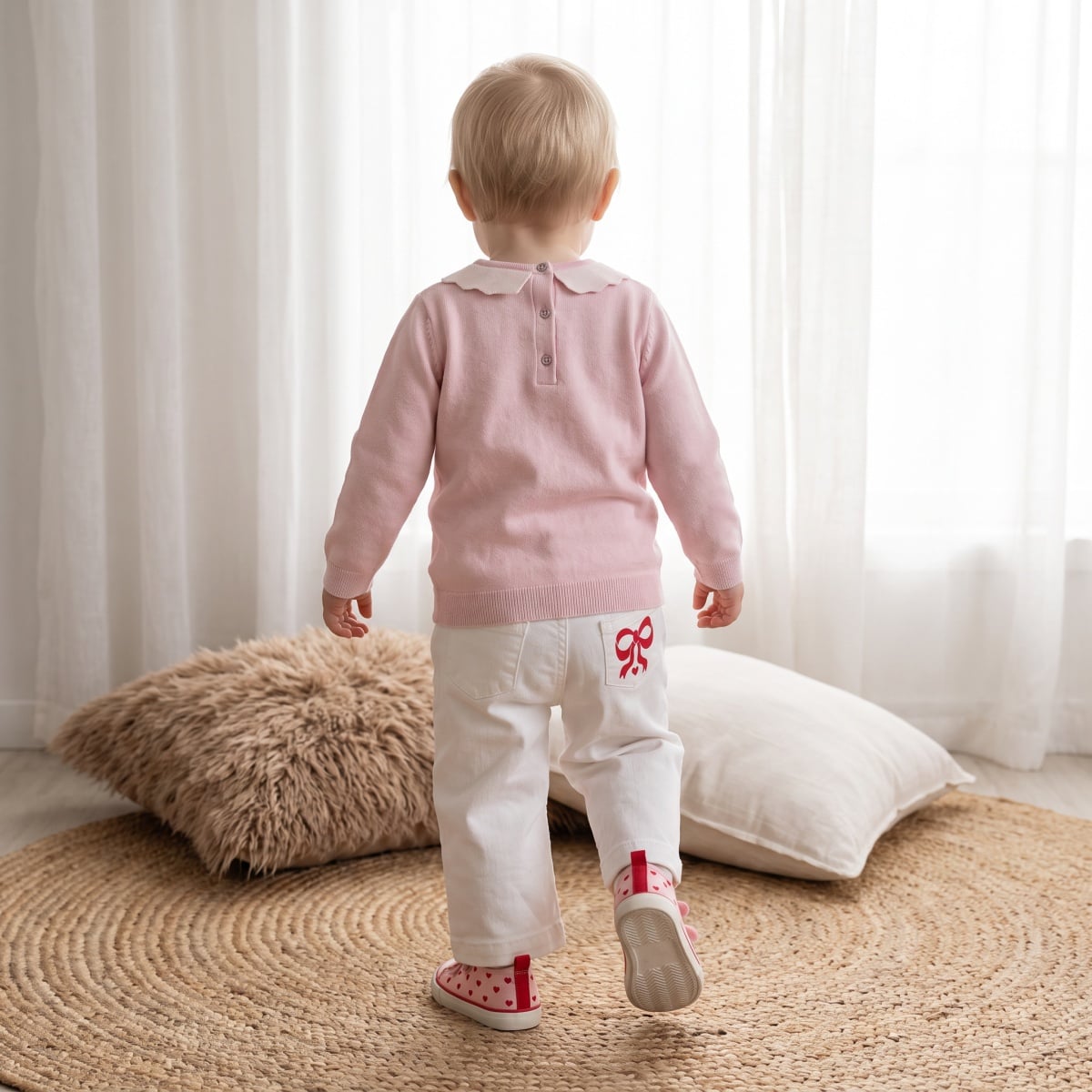 Girls Pink Single Sweater