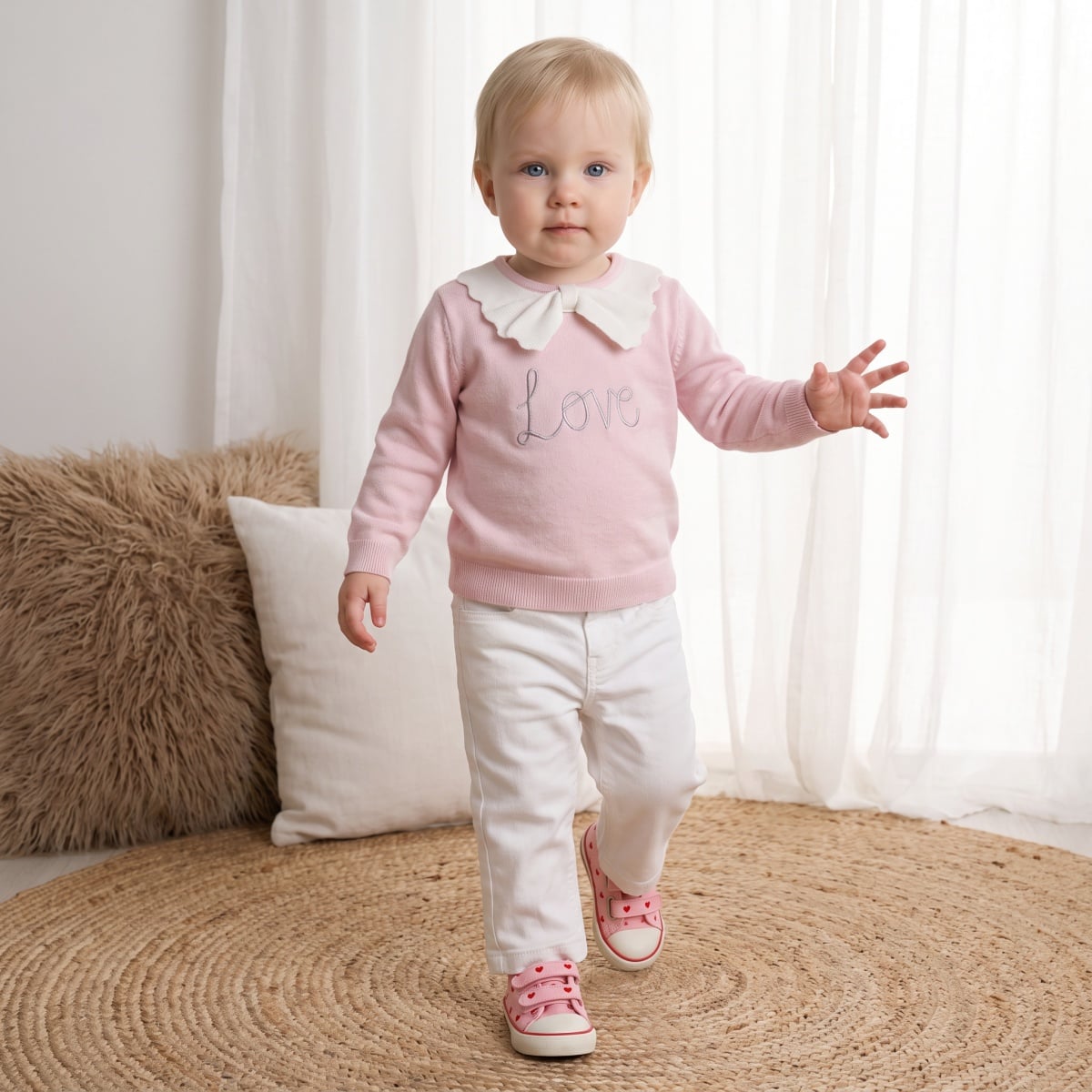 Girls Pink Single Sweater