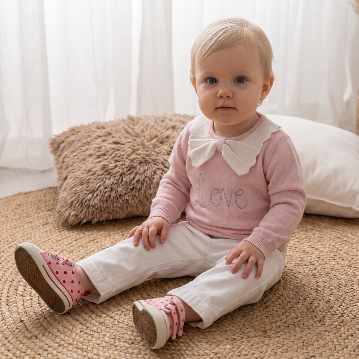 Girls Pink Single Sweater