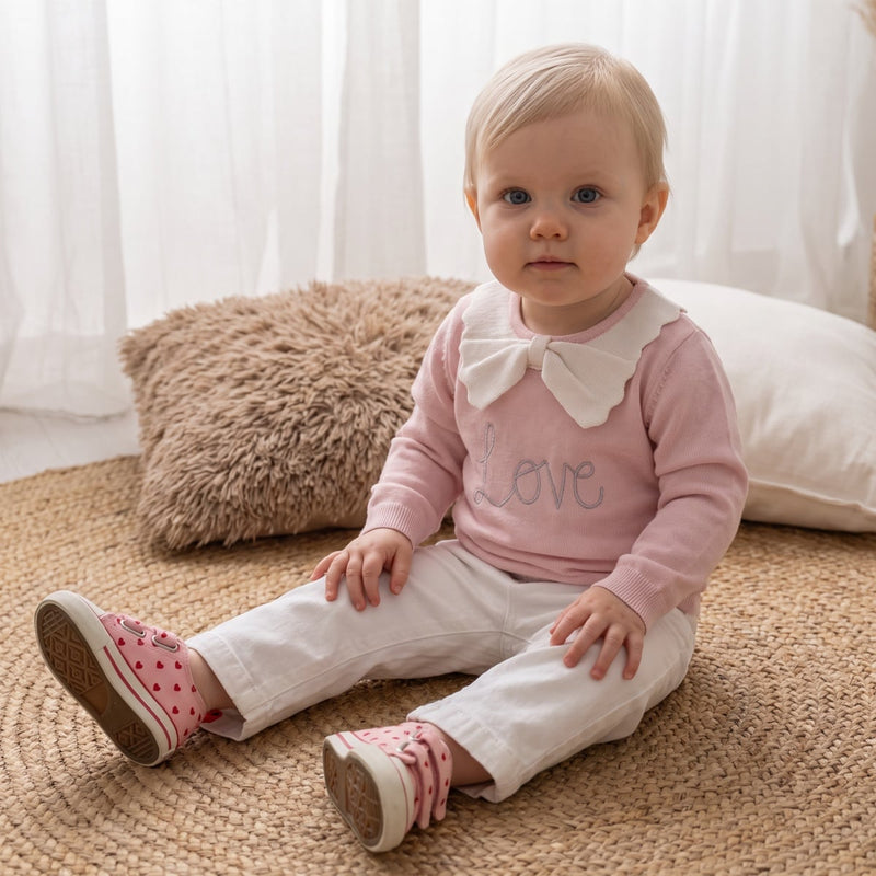 Girls Pink Single Sweater