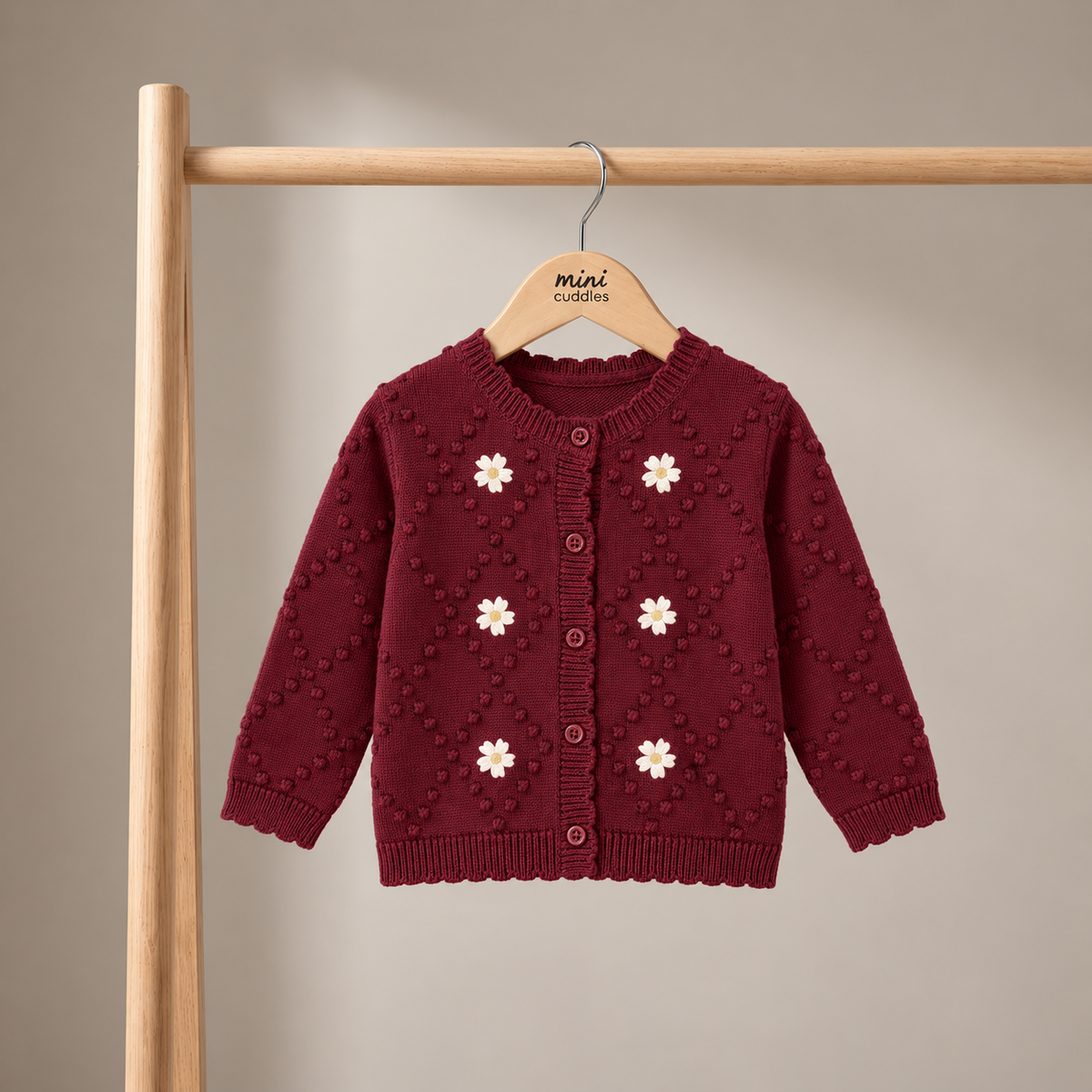Baby Girls Floral embroidered Sweater, Plum