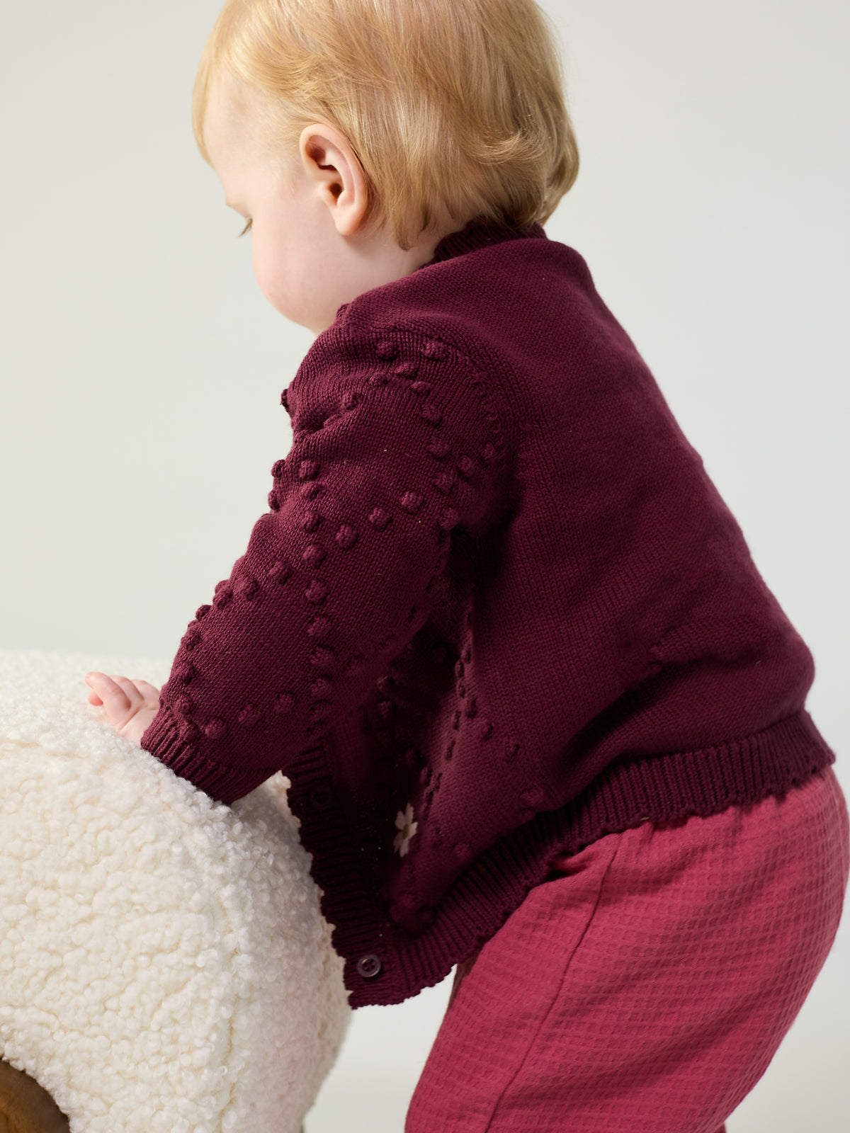Baby Girls Floral embroidered Sweater, Plum