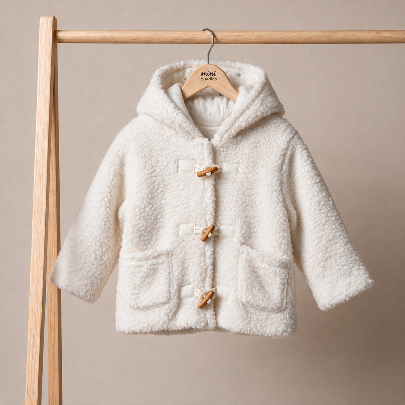 Baby Unisex Solid hooded jacket, Marshmallow