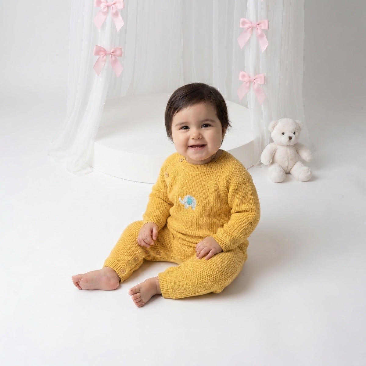 Unisex Yellow Single Romper