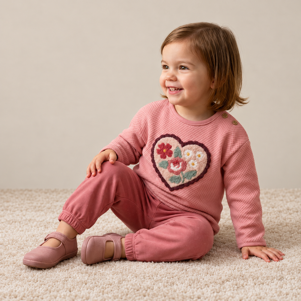 Heart Floral Sweatshirt (Pink)