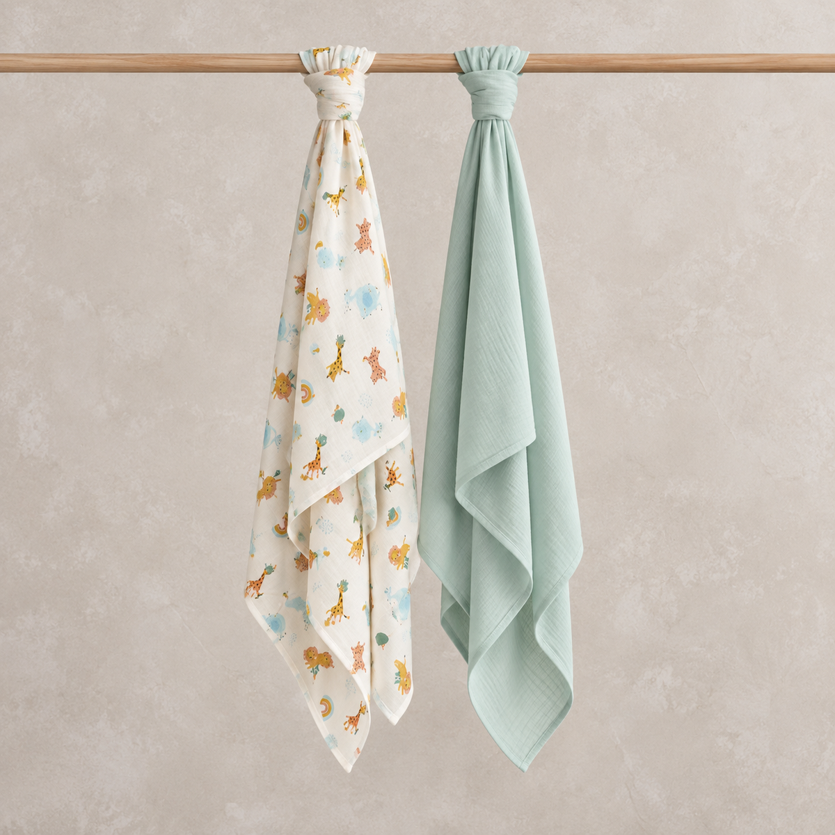 Animal-Print Muslin Blanket (Multicolor), 2 Pack