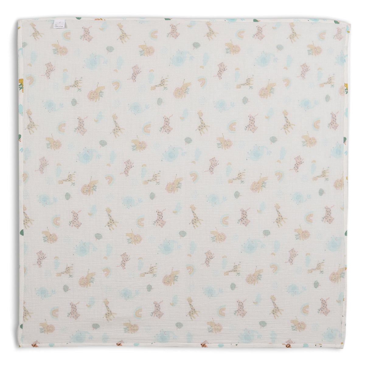 Baby Unisex 2pk Solid & Animal Printed Muslins, Multicolour